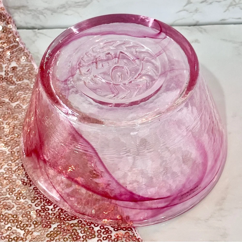 KOSTA BODA Pink Swirl Art Glass Mine 6” Bowl By Ulrica Hydman-Vallien - GORG! - Picture 9 of 16